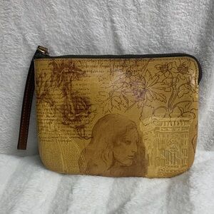 Patricia Nash Tan Artistic Leather Wristlet